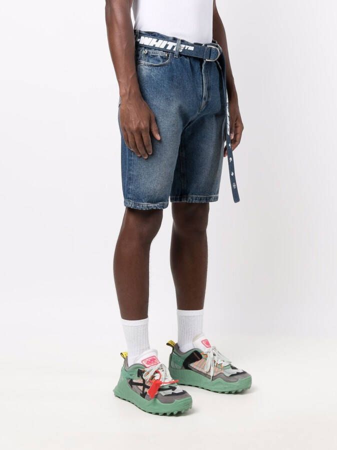 Off-White Spijkershorts met ceintuur Blauw