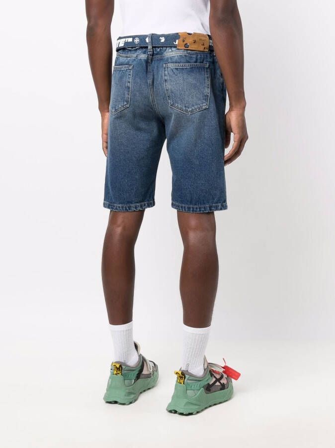 Off-White Spijkershorts met ceintuur Blauw