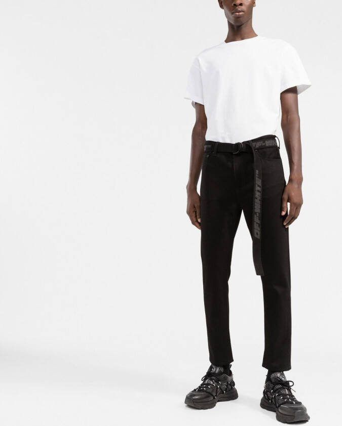 Off-White Indust ceintuur skinny jeans Zwart