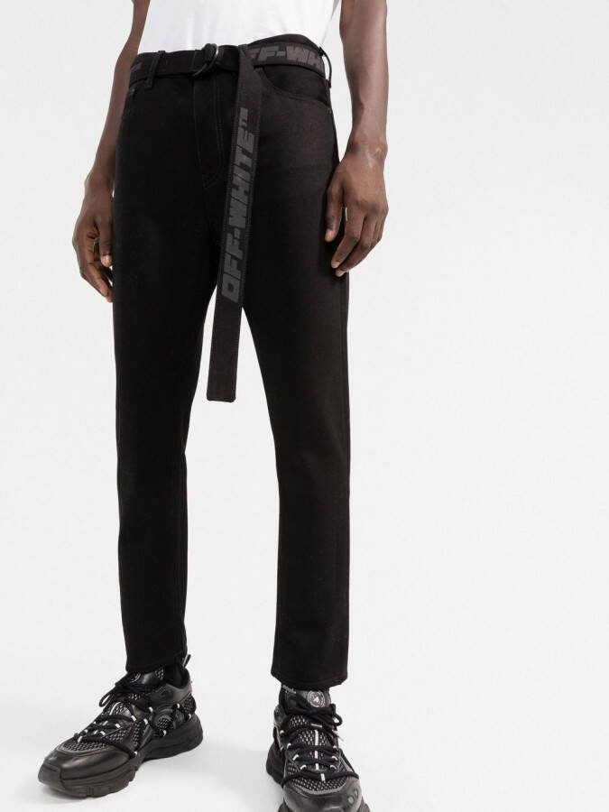 Off-White Indust ceintuur skinny jeans Zwart