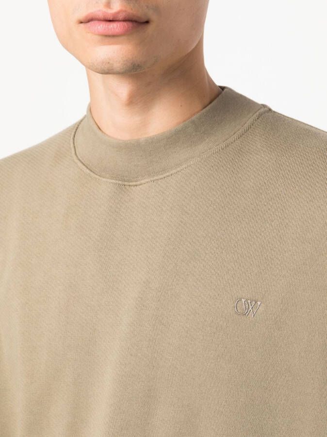 Off-White Sweater met geborduurd logo Beige