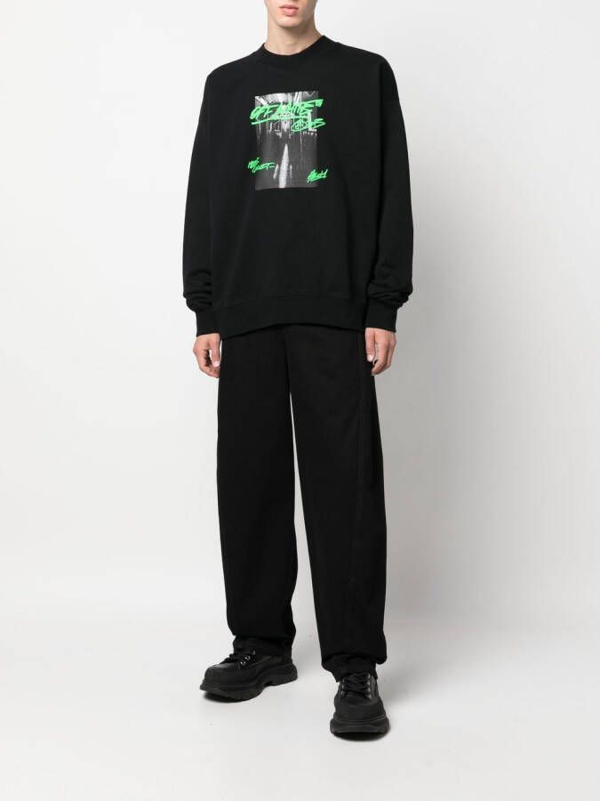Off-White Sweater met grafische print Zwart