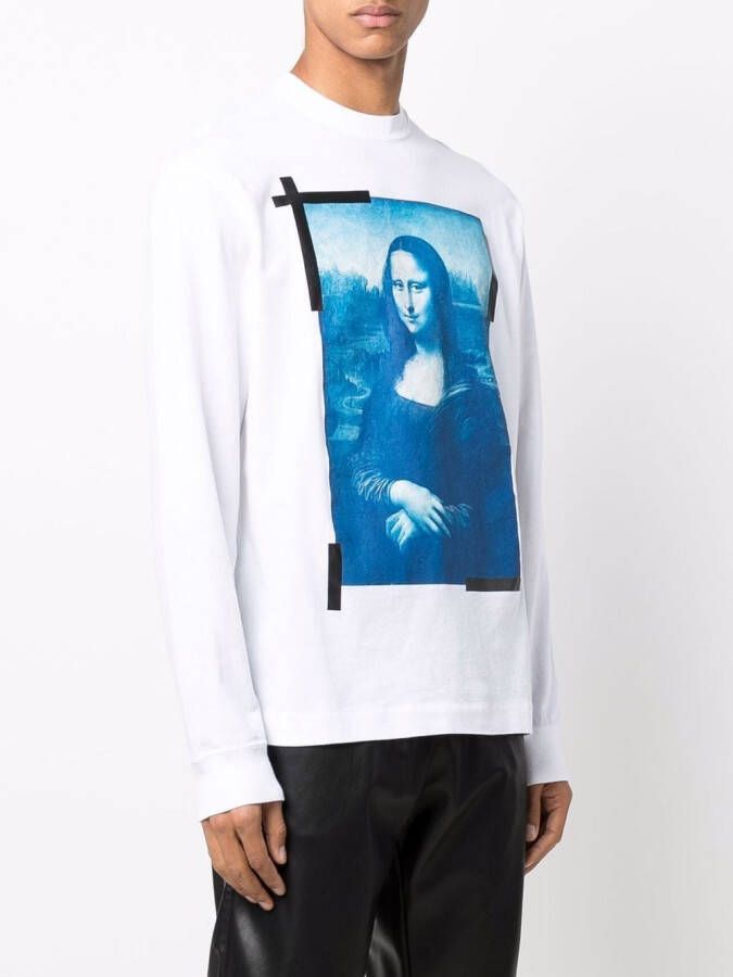 Off-White Sweater met Mona Lisa print Wit