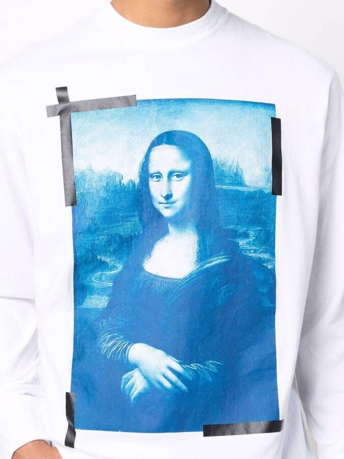 Off-White Sweater met Mona Lisa print Wit