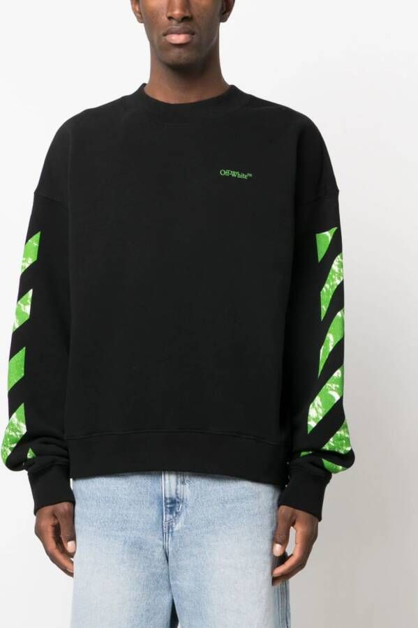 Off-White Sweater met streep Zwart
