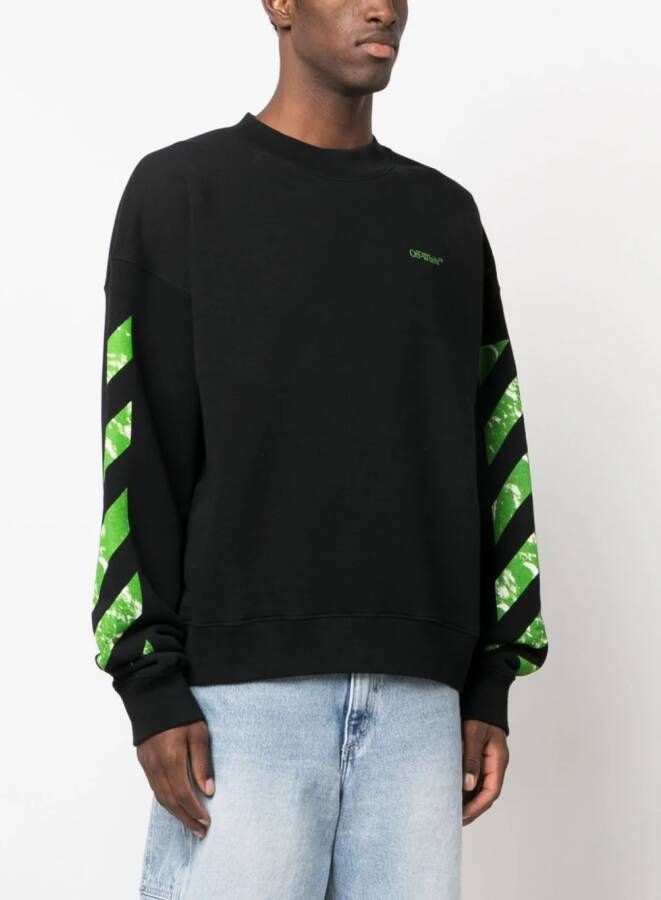 Off-White Sweater met streep Zwart