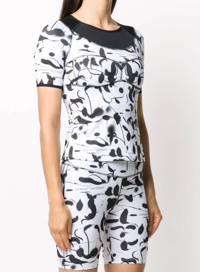 Off-White T-shirt met abstracte print Wit