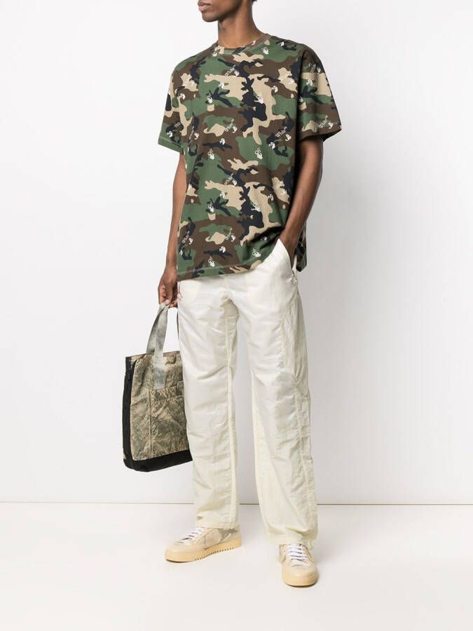 Off-White T-shirt met camouflageprint Groen