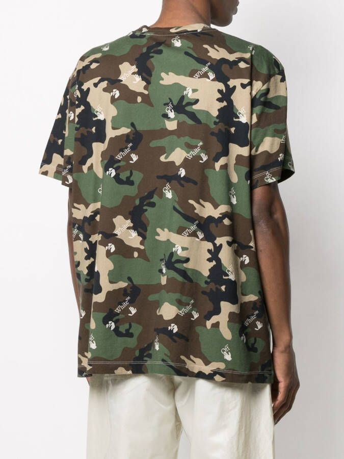 Off-White T-shirt met camouflageprint Groen