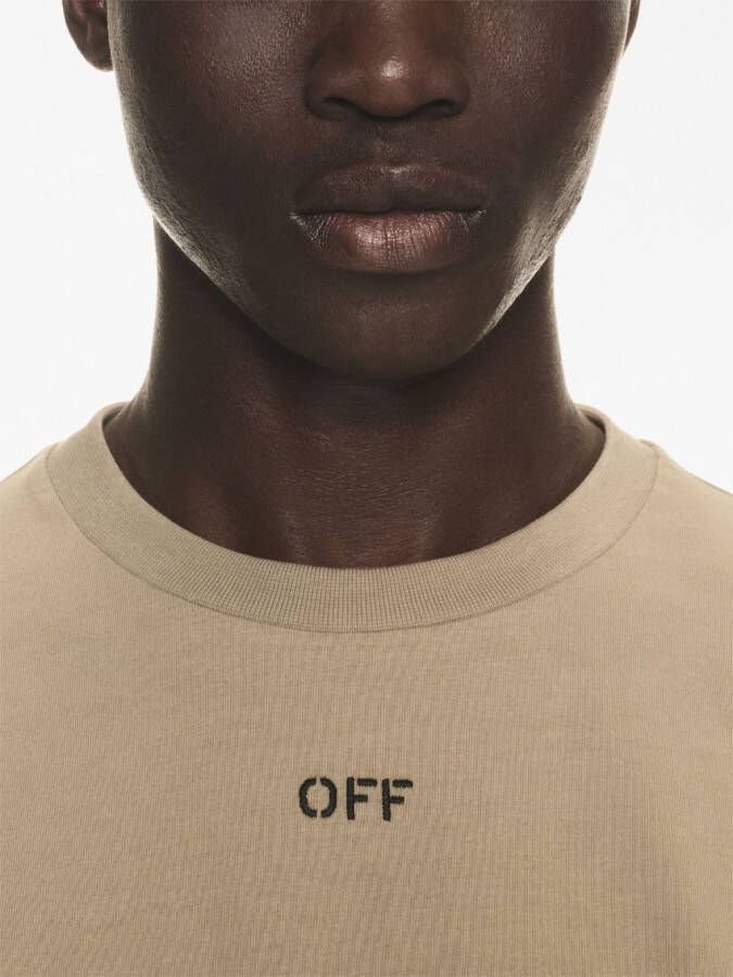 Off-White Katoenen T-shirt met print Beige