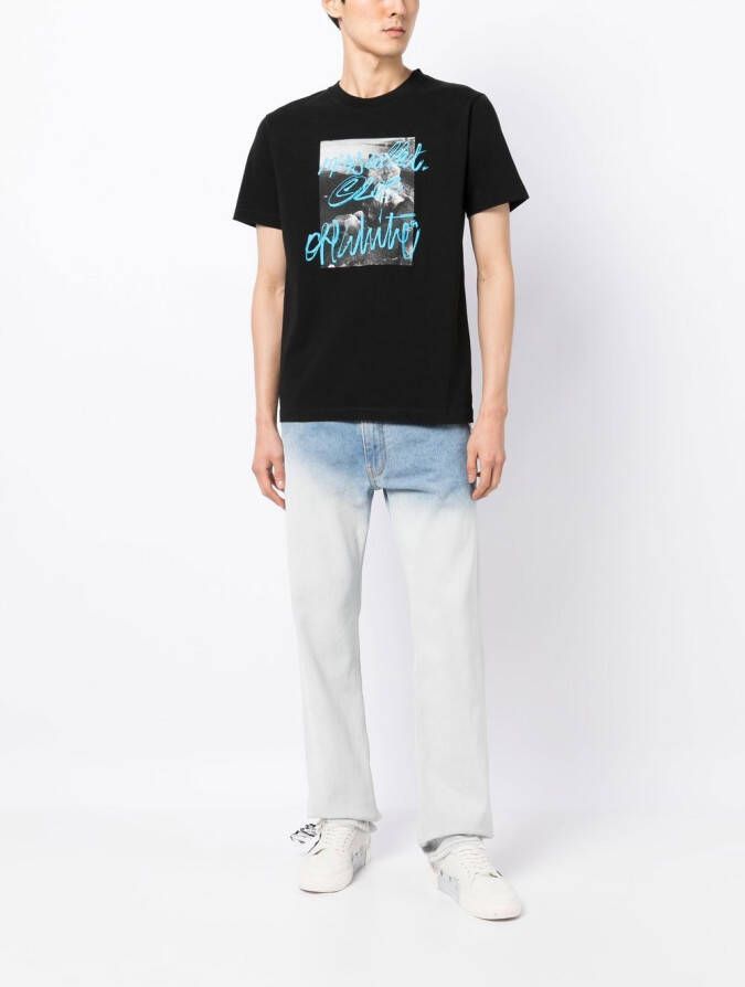Off-White T-shirt met grafische print Zwart