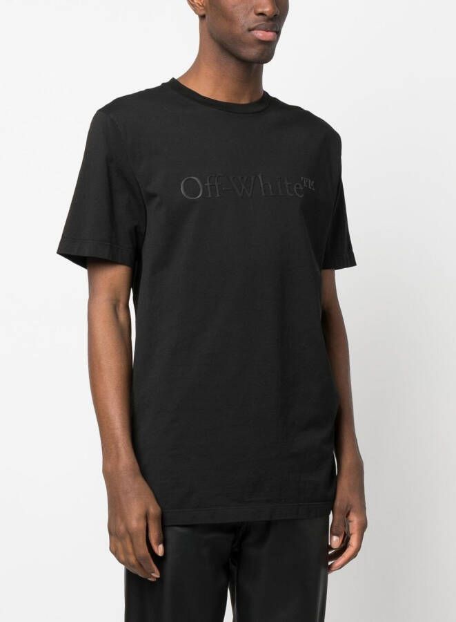 Off-White T-shirt met logo-reliëf Zwart