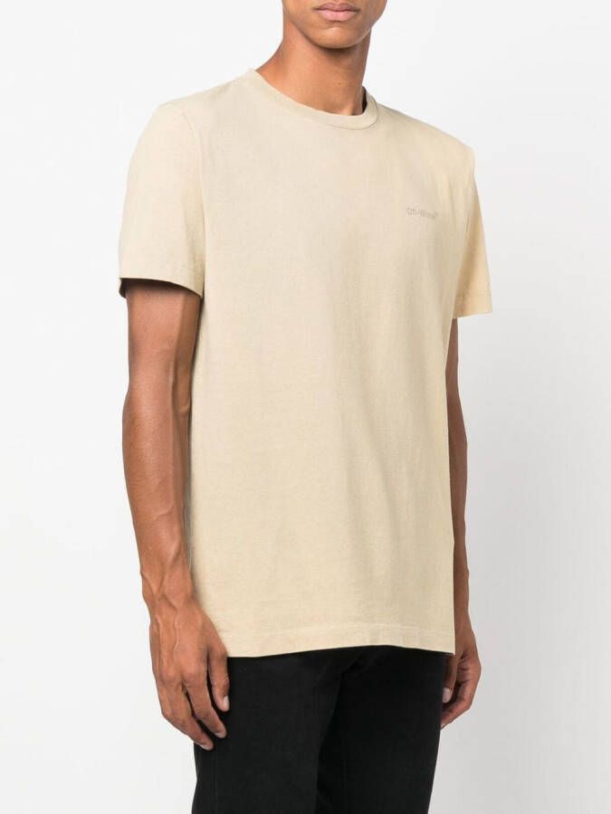 Off-White T-shirt met logoprint Beige