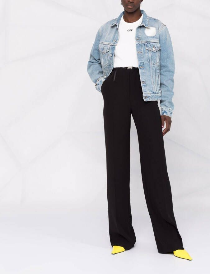 Off-White Geribbeld T-shirt met logoprint Wit
