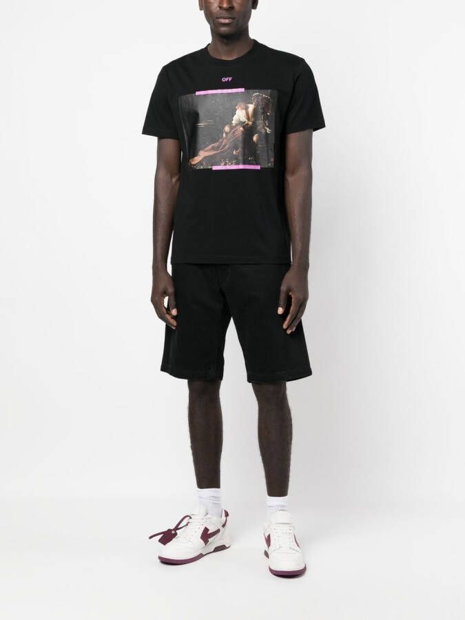Off-White T-shirt met patroon Zwart
