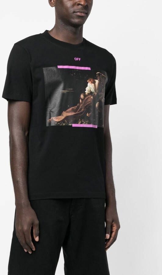 Off-White T-shirt met patroon Zwart