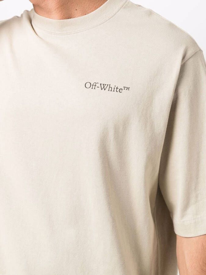 Off-White T-shirt met print Beige