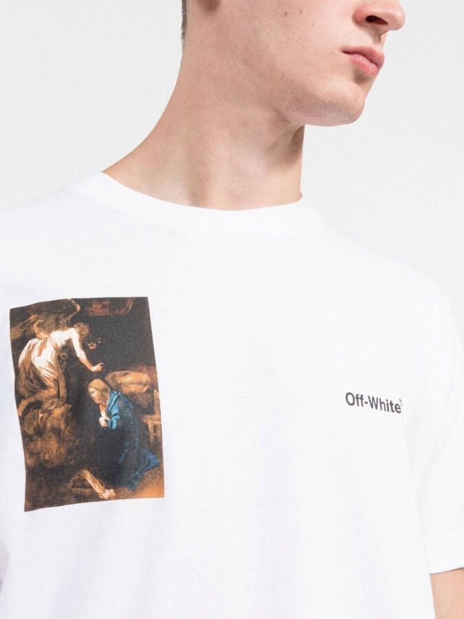 Off-White T-shirt met print Wit