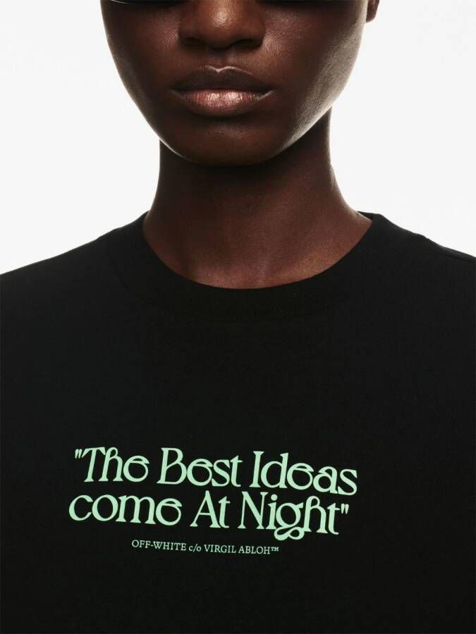 Off-White T-shirt met tekst Zwart