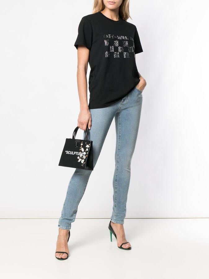 Off-White T-shirt verfraaid met logoprint Zwart