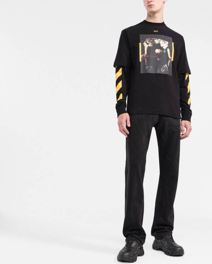 Off-White Top met pijlenprint Zwart