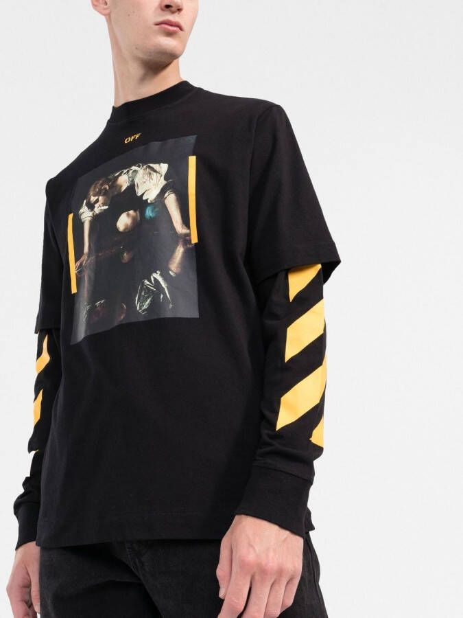 Off-White Top met pijlenprint Zwart