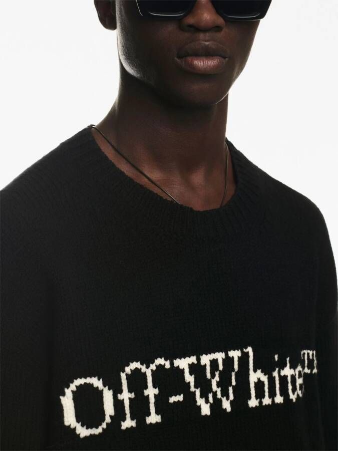 Off-White Trui met intarsia logo Zwart