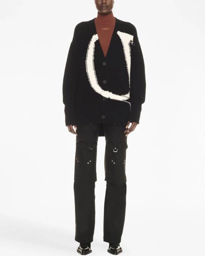 Off-White Vest met intarsia logo Zwart