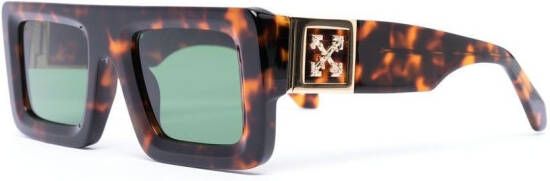 Off-White Eyewear Zonnebril met rechthoekig montuur Bruin