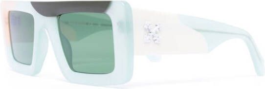 Off-White Eyewear Zonnebril met rechthoekig montuur Groen