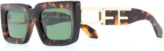 Off-White Eyewear Zonnebril met schildpadschild design Bruin