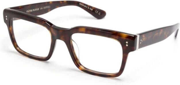 Oliver Peoples Hollins bril met rechthoekig montuur Bruin