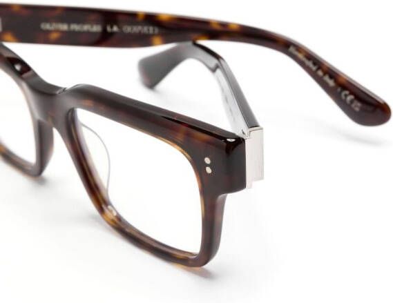 Oliver Peoples Hollins bril met rechthoekig montuur Bruin