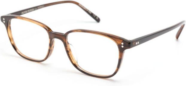 Oliver Peoples Bril met rechthoekig montuur Bruin