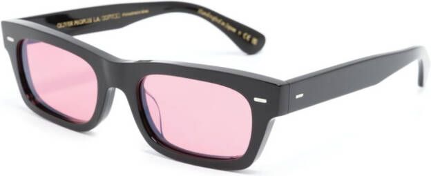 Oliver Peoples Zonnebril met rechthoekig montuur Zwart