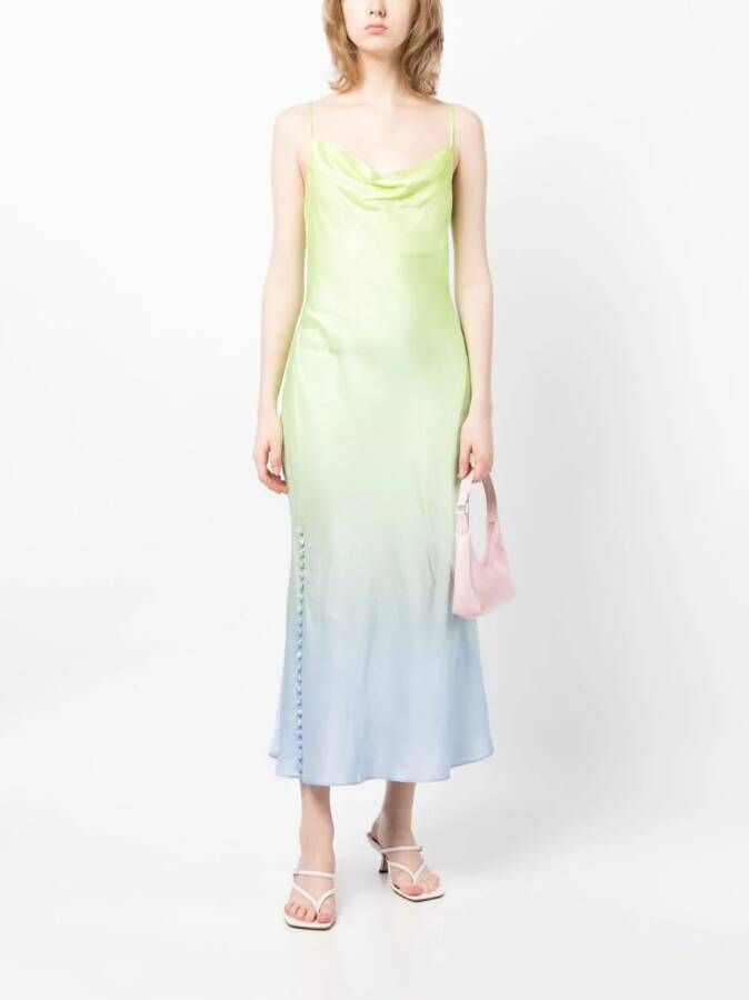 Olivia Rubin Lia cowl-neck midi dress Groen