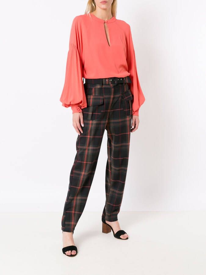 Olympiah Geruite broek Bruin