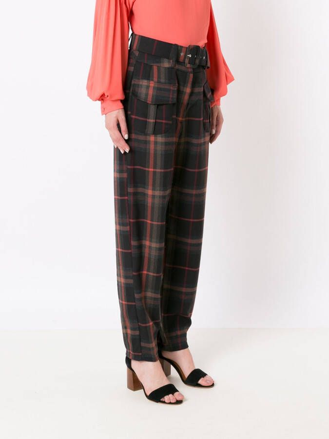 Olympiah Geruite broek Bruin