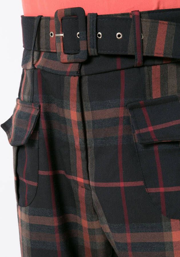 Olympiah Geruite broek Bruin