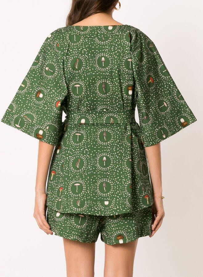 Olympiah Wikkeltop met print Groen