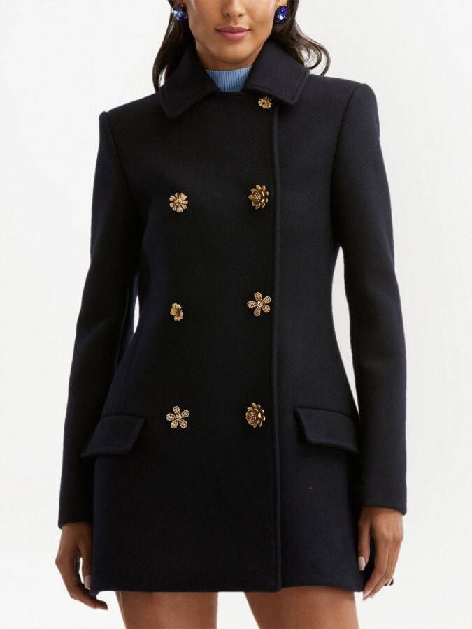 Oscar de la Renta Blazerjurk met knoopdetail Blauw