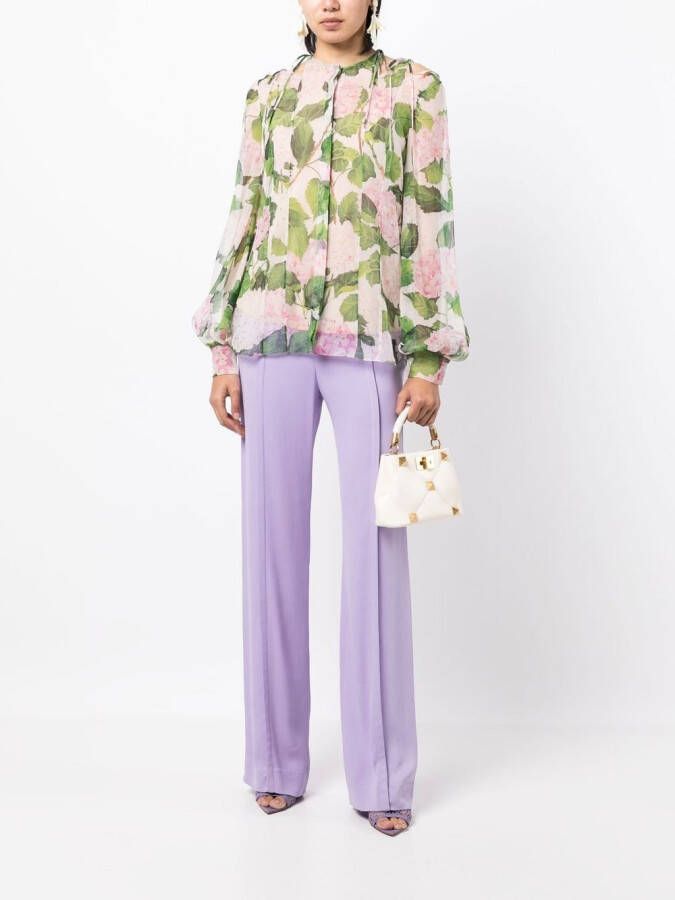Oscar de la Renta Blouse met bloemenprint Groen