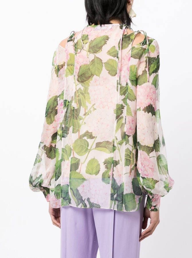 Oscar de la Renta Blouse met bloemenprint Groen