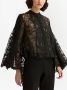 Oscar de la Renta Blouse met bloemenkant Zwart - Thumbnail 3
