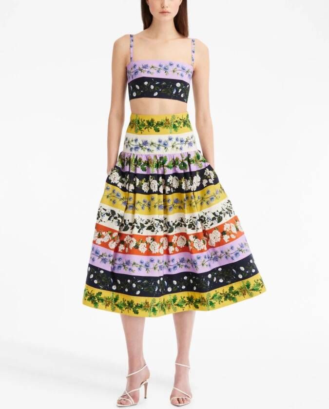 Oscar de la Renta Rok met botanische print Veelkleurig
