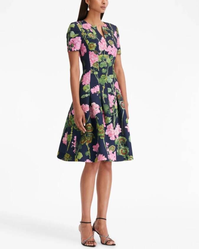 Oscar de la Renta Midi-jurk met abstracte print Blauw