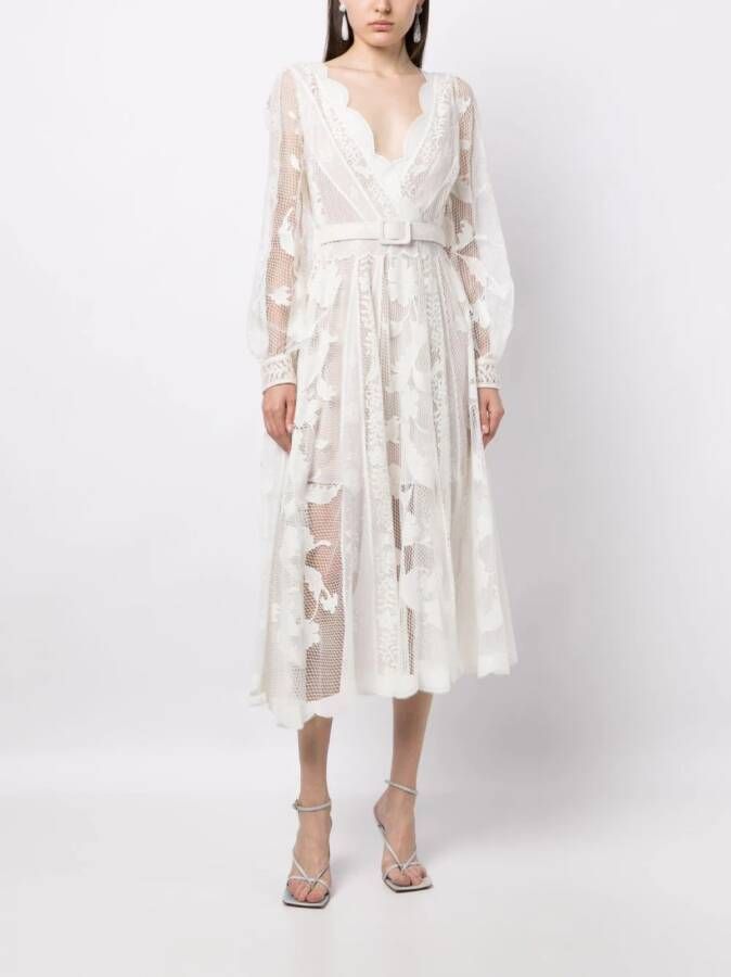 Oscar de la Renta Kanten midi-jurk Wit