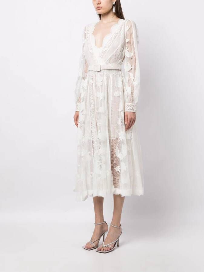 Oscar de la Renta Kanten midi-jurk Wit