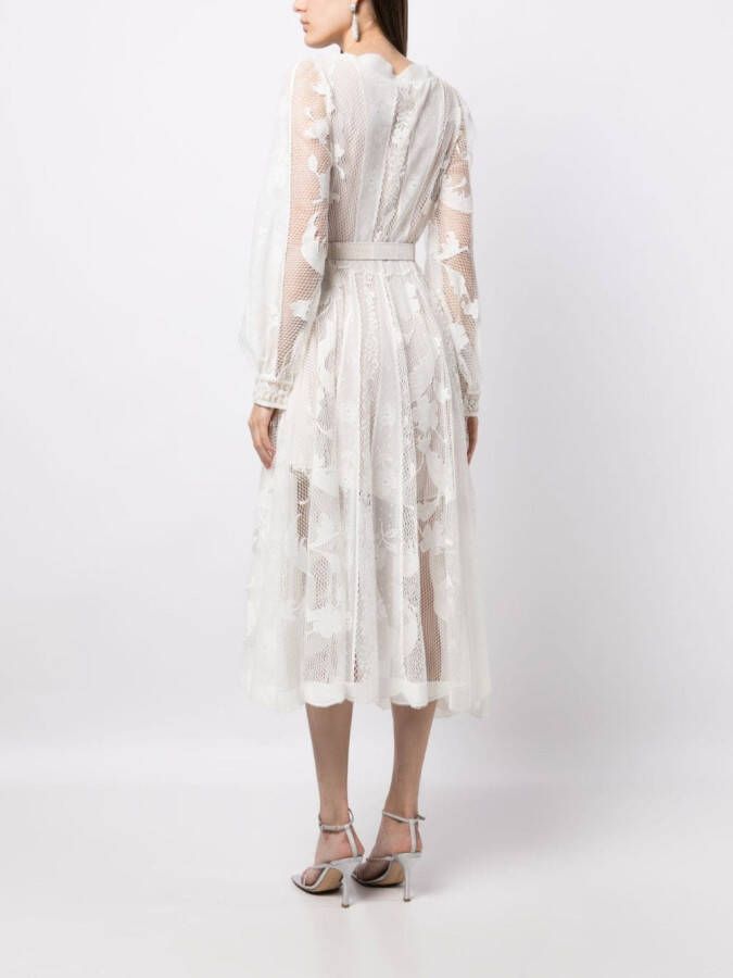 Oscar de la Renta Kanten midi-jurk Wit