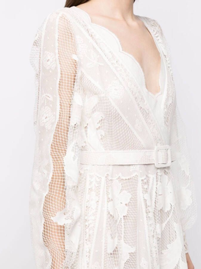 Oscar de la Renta Kanten midi-jurk Wit